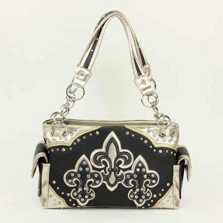 Fashion Trendy Fleur De Lis w/Crystal Handbag